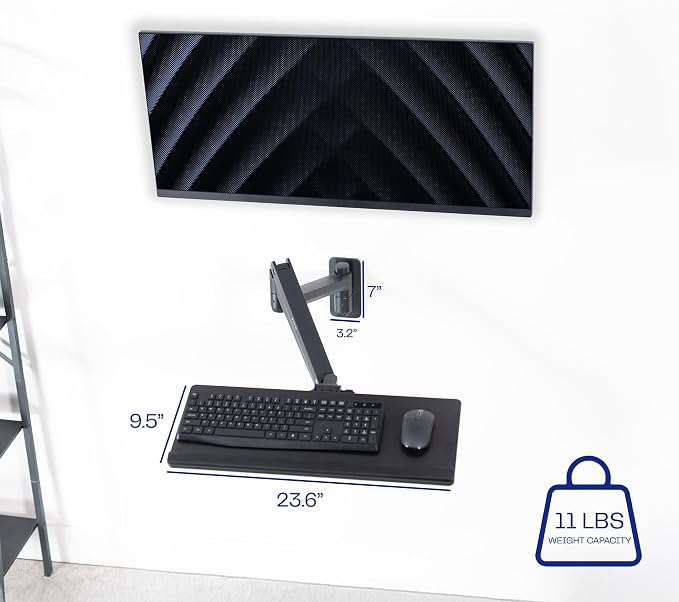 VIVO Sit-Stand 24 Inch Pneumatic Spring Keyboard and Mouse Tray Wall Mount - Image 4