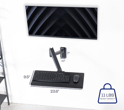 VIVO Sit-Stand 24 Inch Pneumatic Spring Keyboard and Mouse Tray Wall Mount - Image 4