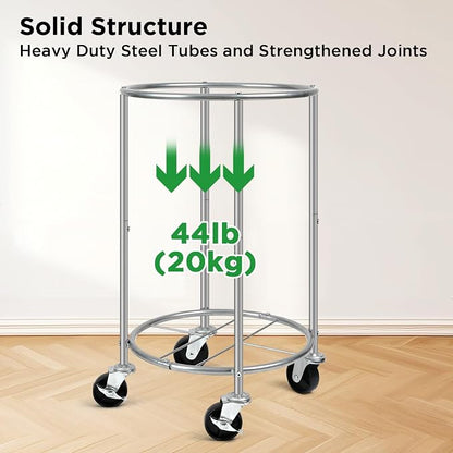 Laundry Hamper with Wheels, 100L Round Rolling Laundry Basket Sorter with - Image 6