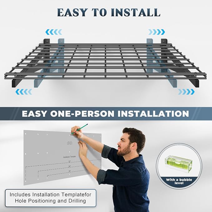2 Pack Heavy Duty Garage Wall Shelving Set, Wall Mounted, Traditional Style - Image 5