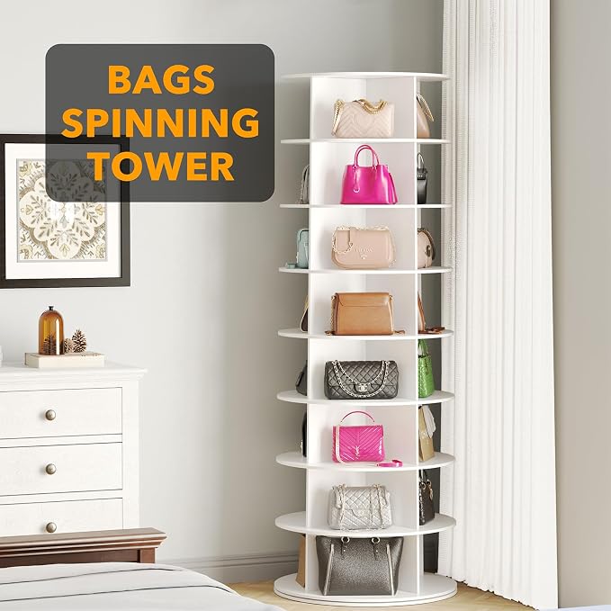 SpaceAid 8 Tier Rotating Shoe Rack Tower, Spinning Shoe Display Lazy Susan - Image 5