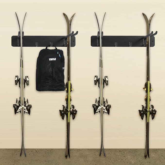 Wall Mount Ski Storage Rack, Garage Snowboard Storage Organizer 8 Pairs Metal - Image 2