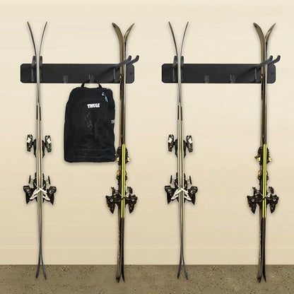 Wall Mount Ski Storage Rack, Garage Snowboard Storage Organizer 8 Pairs Metal - Image 2