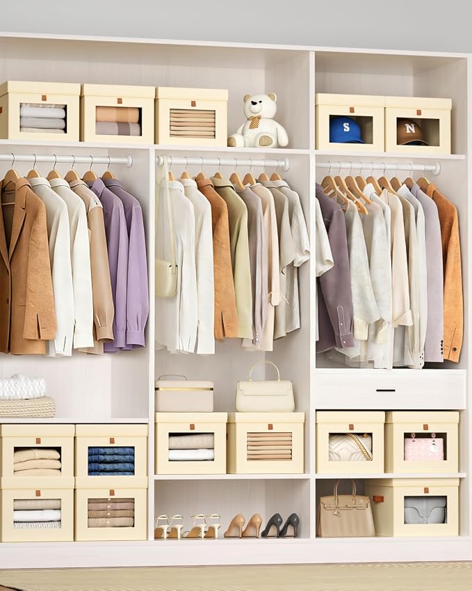 Homsorout Storage Bins with Lid – Closet Organizer with Side Opening and Clear - Image 3