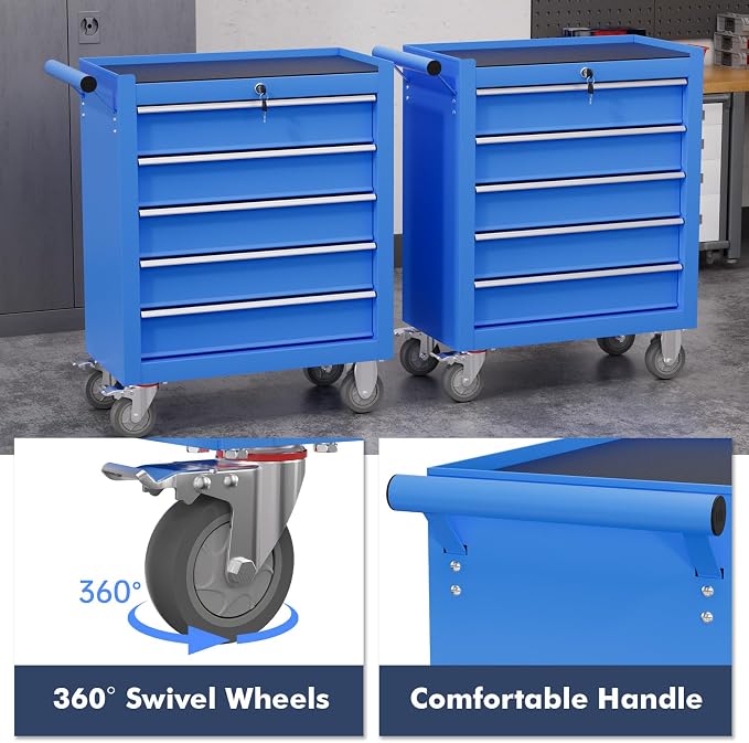 5-Drawer Tool Chest, Rolling Tool Cart - Image 6