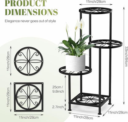 4 Tier Plant Stand Indoor Outdoor, Metal Flower Shelf Display Holder - Image 2