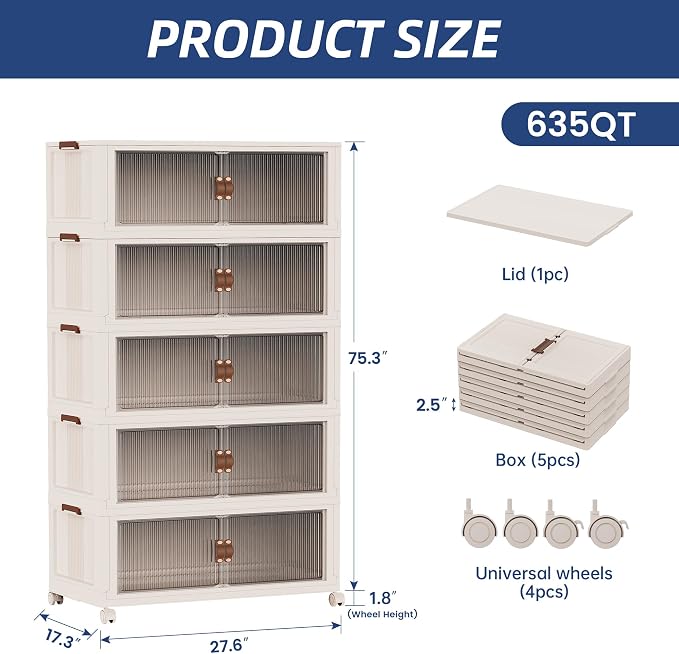 SAILUN 158Gal/635Qt Extra Large Stackable Storage Bins Folding Collapsible - Image 5