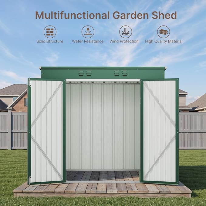 Gizoon 8' x 6' Outdoor Storage Shed, Lockable Doors and Ventilation - Image 8