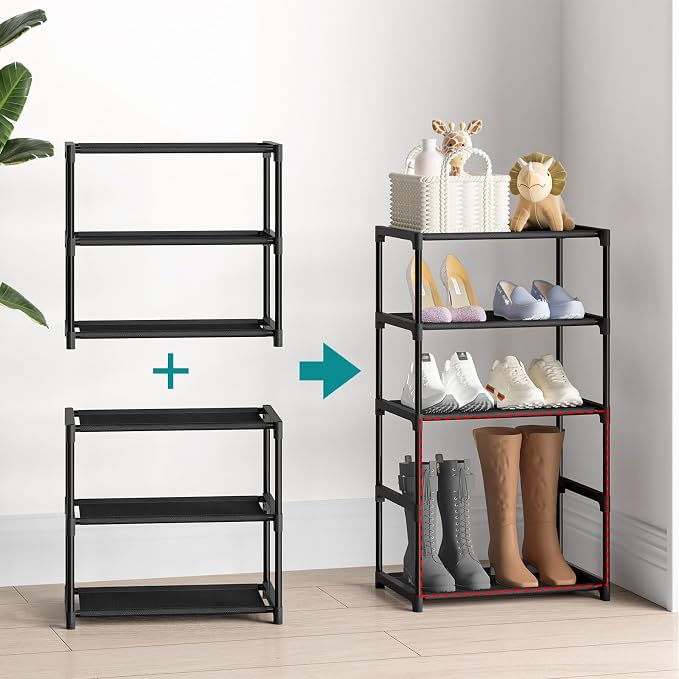 Autonomier 3 Tier Extra Small Shoe Rack, Narrow Stackable Shoe Shelf - Image 6