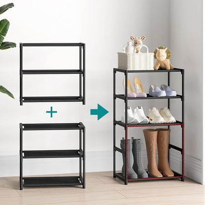 Autonomier 3 Tier Extra Small Shoe Rack, Narrow Stackable Shoe Shelf - Image 6