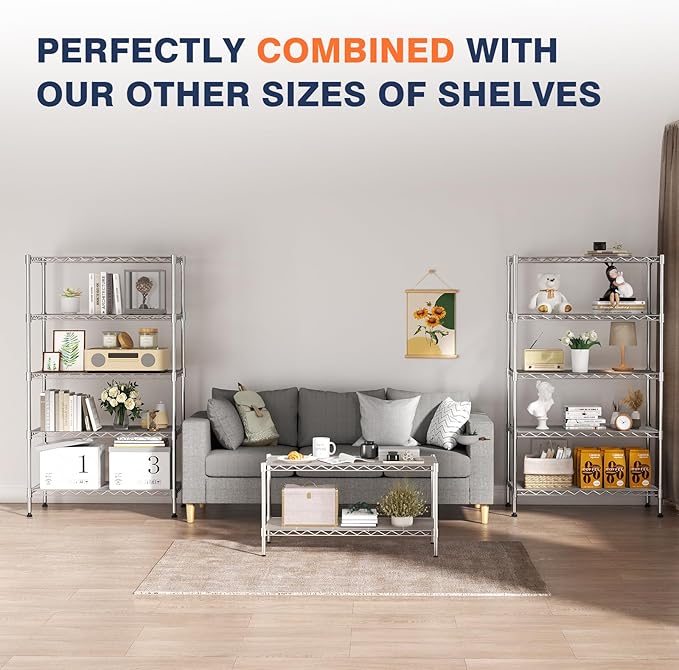 2-Tier Heavy Duty Metal Shelving Unit, Wire Shelf Rack - Image 6