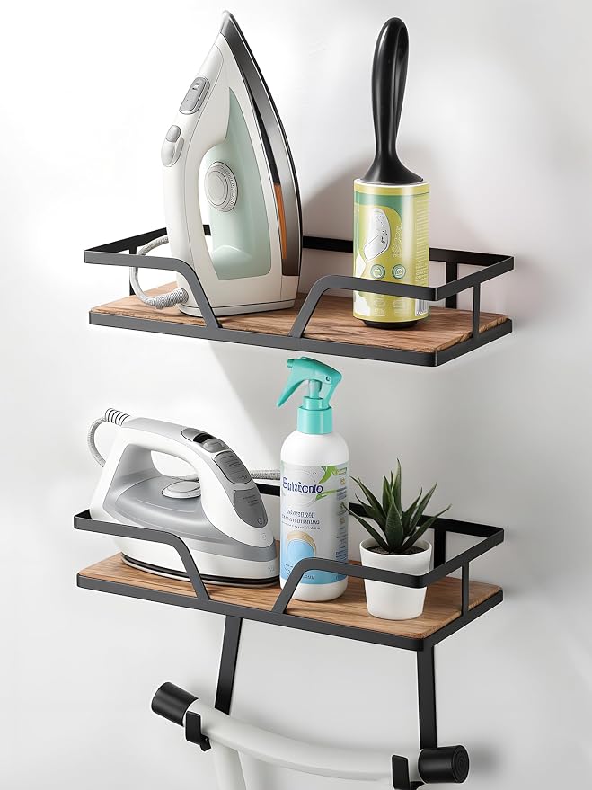 Ironing Board Hanger, 2-Layer Iron Holder Wall Mounted | Laundry Room Decor by DAOUN