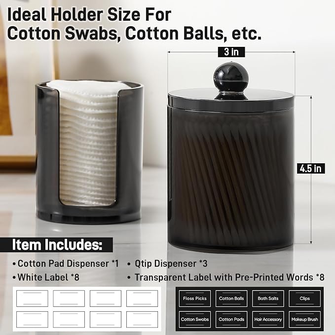 4 Pcs, Acrylic Qtip Holder Dispenser - Image 3