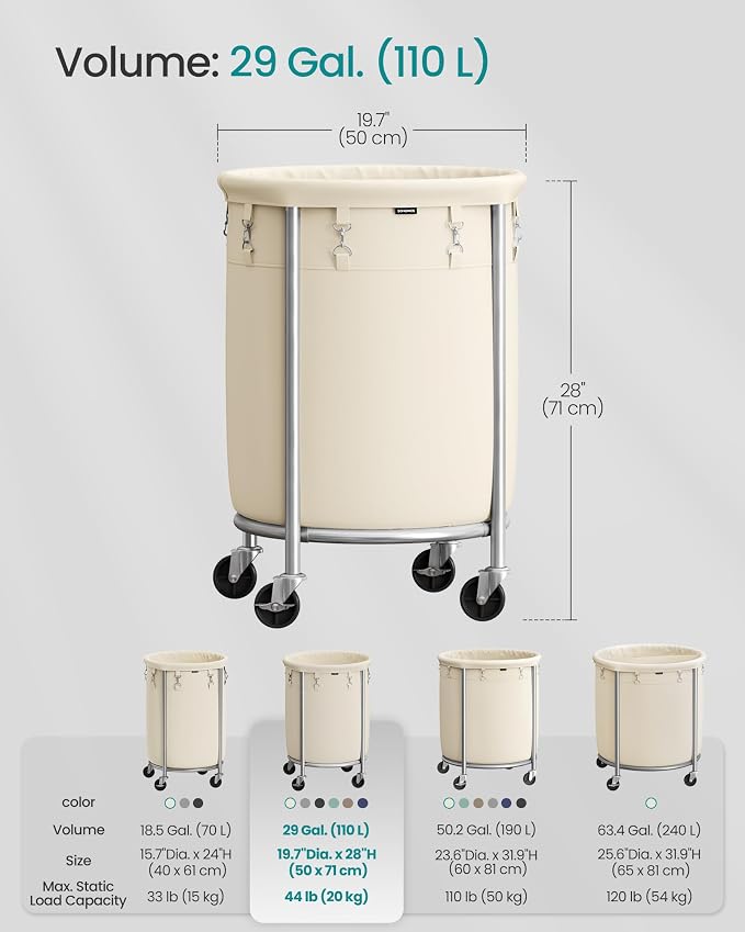 SONGMICS Laundry Basket, Rolling Steel Frame - Image 6