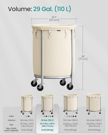 SONGMICS Laundry Basket, Rolling Steel Frame - Image 6