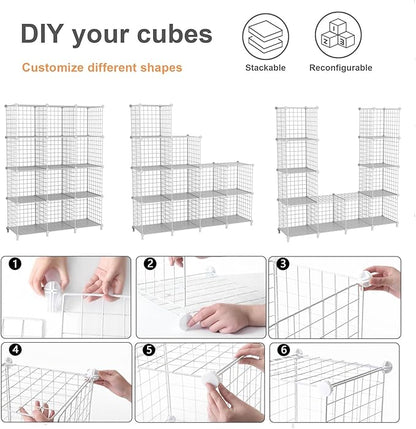 12-Cube Storage Organizer, Metal Wire Cube Shelving Unit, 11.8" L x 11.8" W x - Image 5