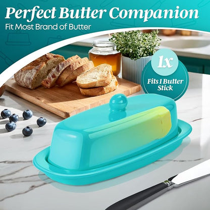 Flexzion Ceramic Blue European Butter Dish - Image 3