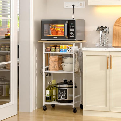 Rolling Kitchen Microwave Cart, 4 Tier Microwave Table Stand - Image 2