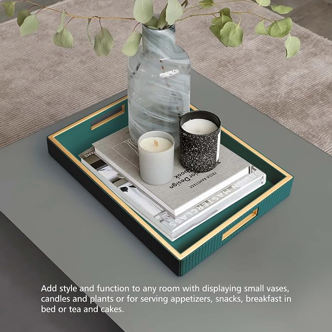 SANZIE Leather Tray Desktop Storage Organizer Premium Serving Tray Decorative - Image 6