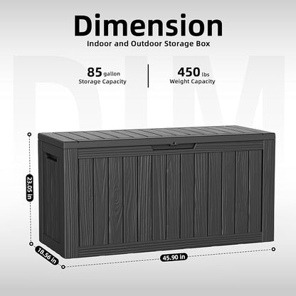 DRATO 85 Gallon Outdoor Storage Box Waterproof, Lockable Resin Deck Box - Image 2