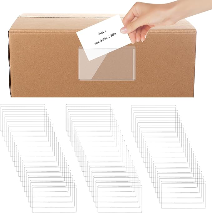 50 Pack Clear Adhesive Pockets Self Adhesive Index Card Pockets by DIVINA+VITAE