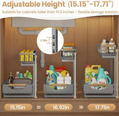 2 Pack 2 Tier Under Sink Organizer and Storage - Image 4