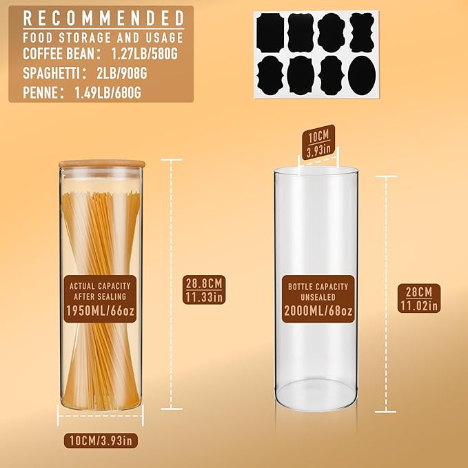 70oz Straight cylindrical Airtight Storage Jars - Image 2