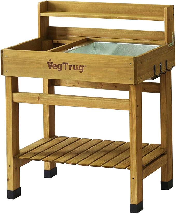 VegTrug® Deluxe Potting Bench, Natural | Potting station, garden work surface by VegTrug