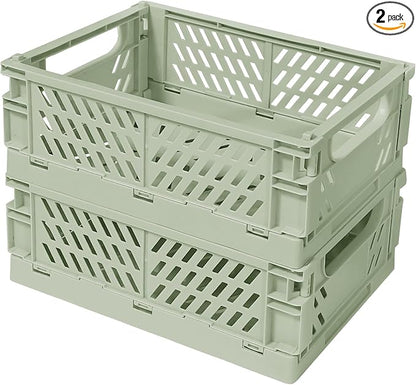 Small Pastel Plastic Storage Bins 2Pcs Foldable Pastel Crates Plastic Basket by Tobesonuoze