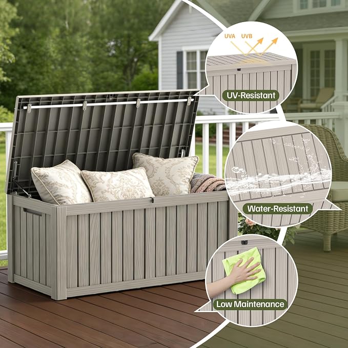 Outdoor Large Storage Cabinet Deck box, 150 Gallons Waterproof Heavy Duty Deck - Image 3