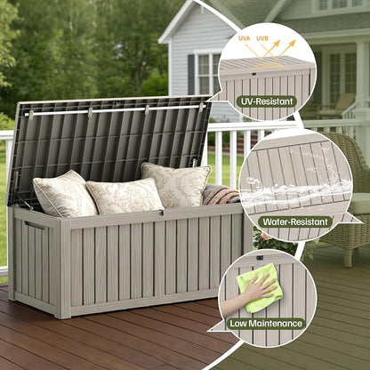 Outdoor Large Storage Cabinet Deck box, 150 Gallons Waterproof Heavy Duty Deck - Image 3