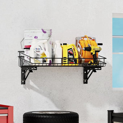 ULIBERMAGNET Large Folding Garage Shelf, Heavy Duty Wire Basket Storage Shelving - Image 5