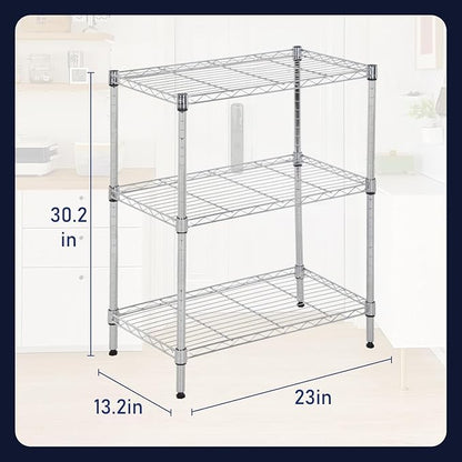 PayLessHere | 3-Tier Wire Shelf | 23"x13"x30" | Chrome | Adjustable Racks | - Image 3