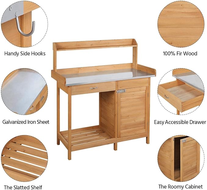 Topeakmart Outdoor Potting Bench - Image 4