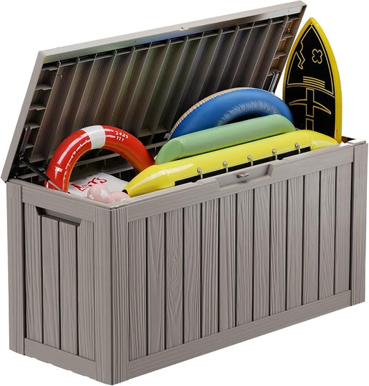 Vixzen 80 Gallon Deck Boxes Outdoor Waterproof, Resin Lockable Storage Box by Vixzen