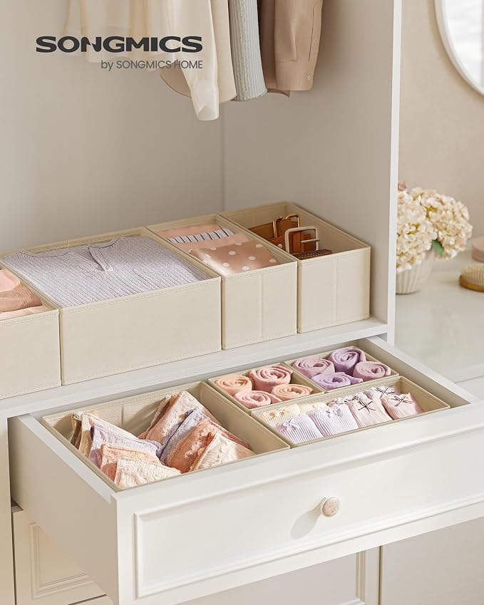 SONGMICS Drawer Organizers, Dresser Divider Organizers, Foldable Fabric Storage - Image 2