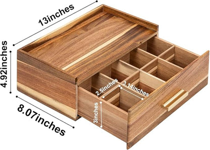 Tea Bag Organizer, Acacia Wood Tea Organizers and Storage Box, Tea Bag Holder - Image 3