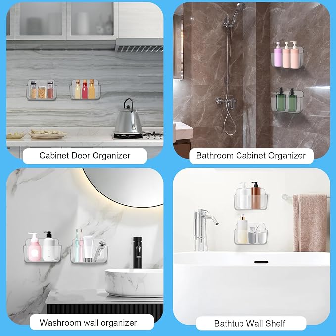 CGBE 2 Packs Cabinet Door Organizer, Acrylic Adhesive Shelf Wall Mounted Storage - Image 6