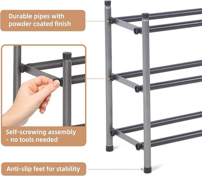 STORAGE MANIAC Expandable Shoe Rack, 12 Pairs Stackable Small Shoe Rack - Image 6