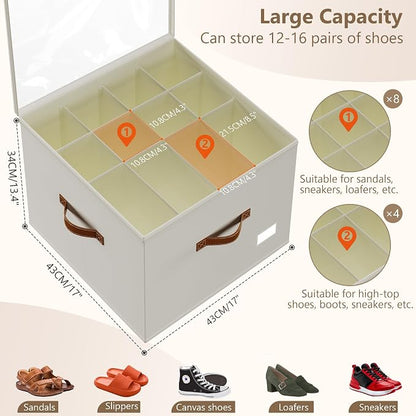 Vincona Shoe Organizer for Closet, 2 Pack Shoe Storage Bins Foldable Shoe - Image 2