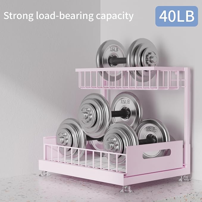 2 Pack Under Sink Organizer Storage 2-Tier Premium Metal Pull-Out Racks - Image 4