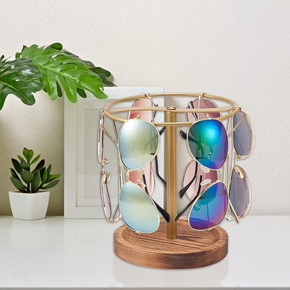 Sunglasses Organizer Wood Glasses Holder Stand, Metal Sunglass Storage Display - Image 2