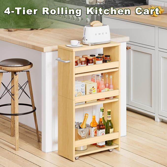 MARTY Rolling Storage Cart 7.9" W, 4-Tier Kitchen Cart - Image 7
