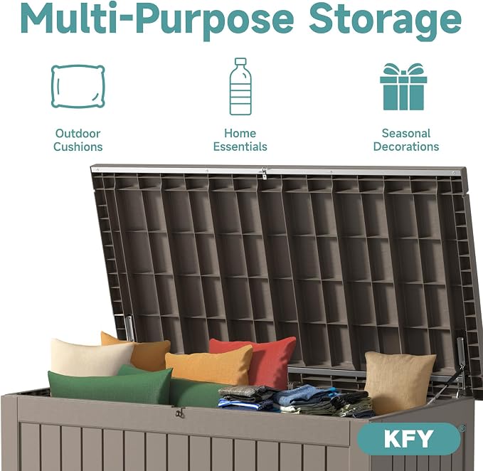 230 Gallon Waterproof Outdoor Storage Box, UV Resistant Resin Deck Box - Image 5