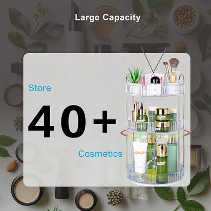 360 Rotating Makeup Organizer, 3 Tier Large Capacity Lazy Susan Bathroom - Image 5