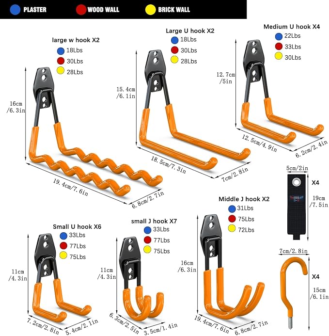 3-H Garage Wall Hooks 31 Pack, Garage Hooks Heavy Duty - Image 2