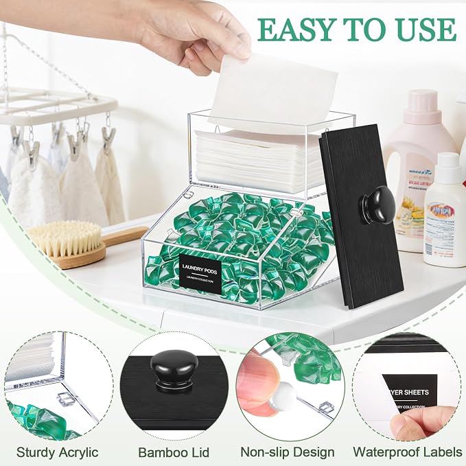 2 in 1 Dryer Sheet Holder & Laundry Pods Container, Laundry Detergent Organizer - Image 4