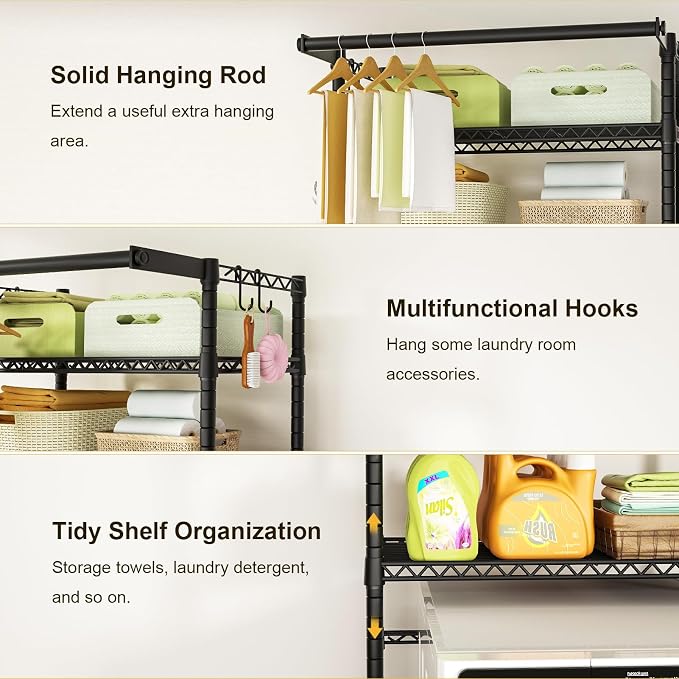 Ulif U11 Over Washer and Dryer Shelves, 3 Tiers Laundry Room Storage and - Image 6