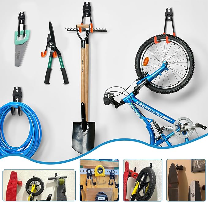 GeeWatom 2 Pack Garage Storage Utility Hooks，Garage Garden Tool Organizer，Steel - Image 6