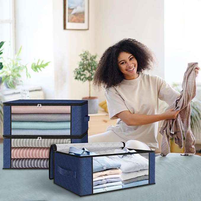 HomeHacks Storage 4-Pack Clothes Organizer Storage Bags Foldable Storage Box - Image 7